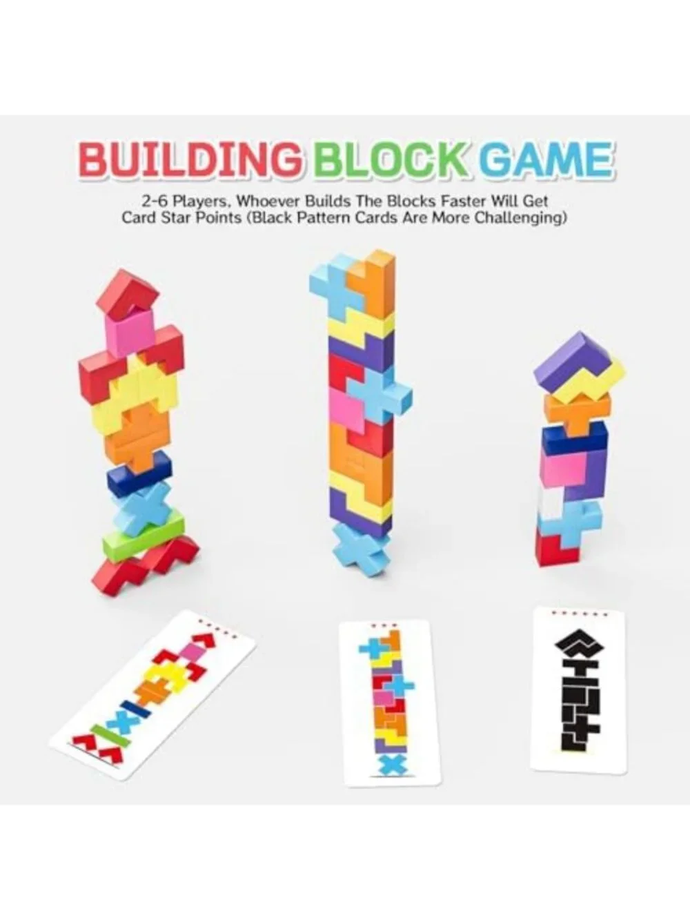 120-Piece Wooden Block Stacking Game for Kids & Adults, Fun for 1-6 Players